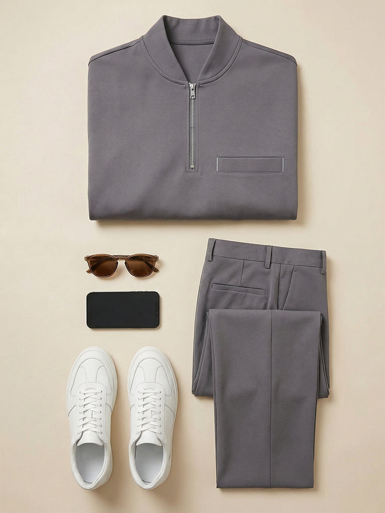 Heren Slim Fit Set – Geschikt voor Casual en Dagelijks Gebruik, Met Rits en Elastische Taille