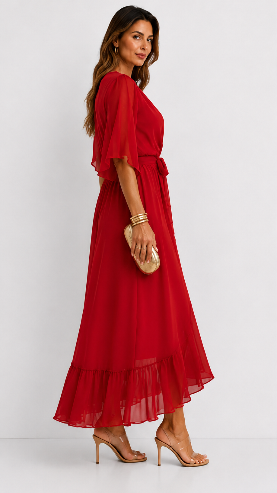 Dames Galajurk Chiffon met Portefeuille-Silhouet
