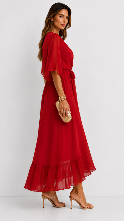 Dames Galajurk Chiffon met Portefeuille-Silhouet