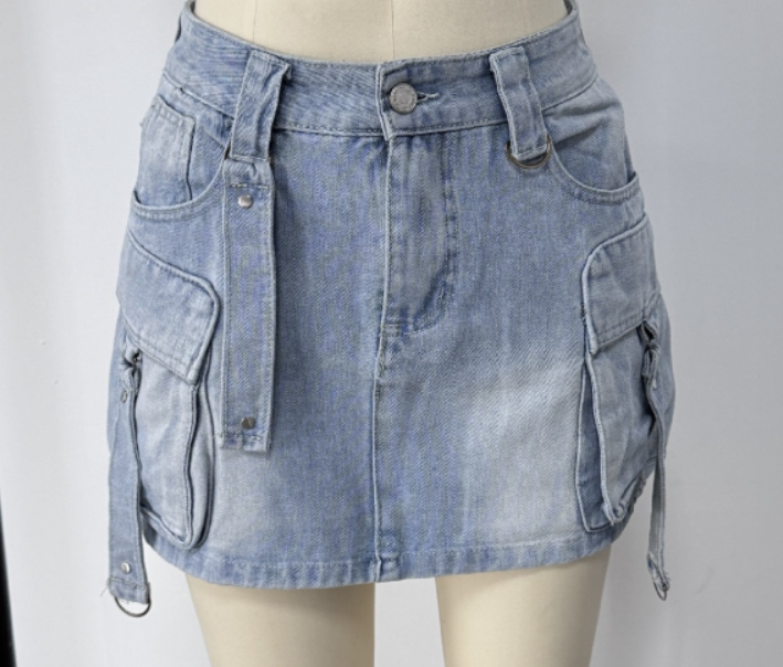 Dalina - A-lijn Denim Rok in Effen Kleur