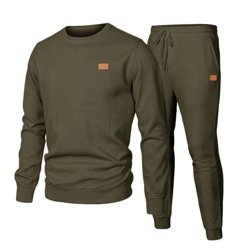Heren Joggingpak Set Tweedelig – Jacquard Sweater en Broek