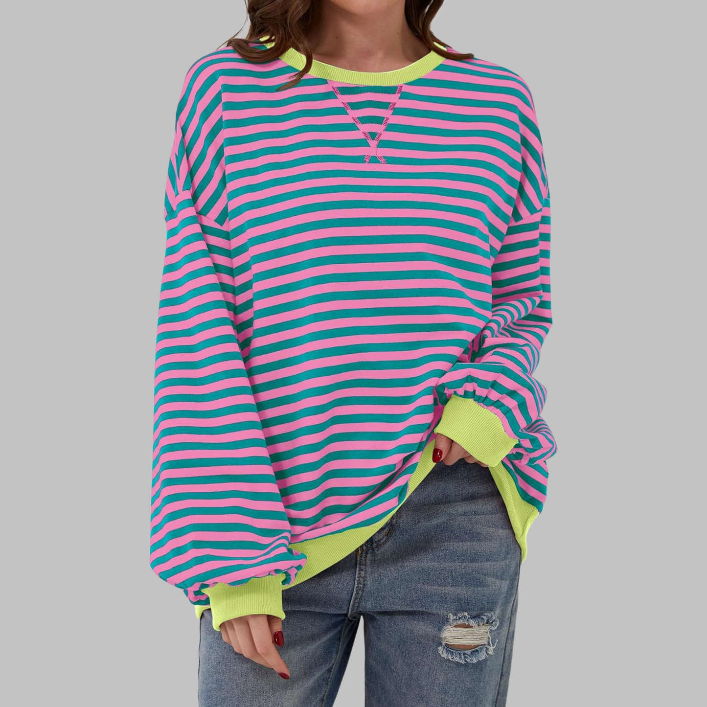 Dames Oversized Sweatshirt – Casual, Lange Mouwen, Ronde Hals, Geschikt voor Dagelijks Gebruik