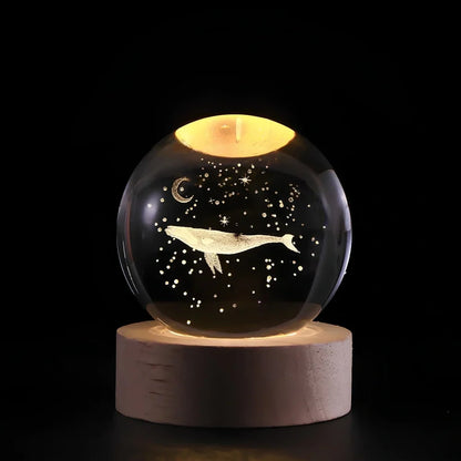 Lichtgevende Kristallen Bol met 3D Gravure Nachtlampje
