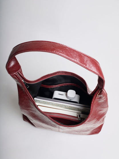 Dames Vegan Leren Tote Bag – Vintage Look, Eenvoudige Schoudertas voor Dagelijks Gebruik