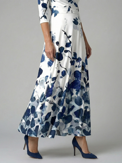 Dames Midi Jurk met Wikkelhals en Bloemenprint