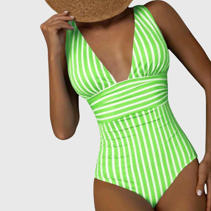 Dames Getailleerd Badpak – V-hals, Geschikt voor Zomer en Strandgebruik