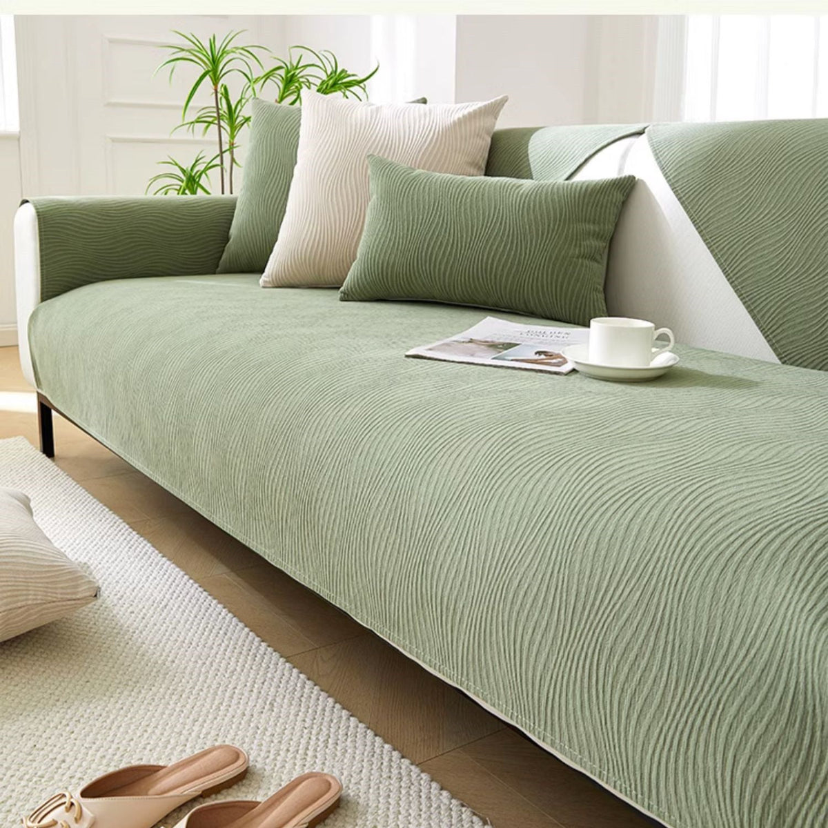 Chenille Bankhoes met Antislip Onderkant
