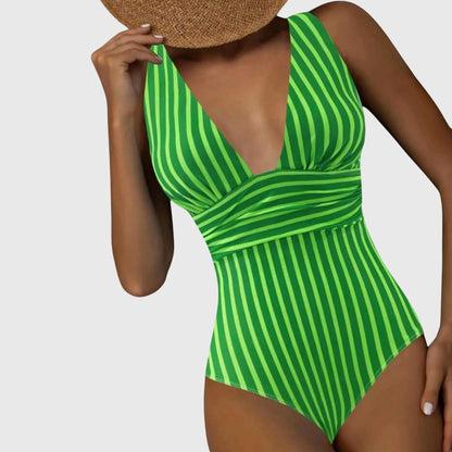 Dames Getailleerd Badpak – V-hals, Geschikt voor Zomer en Strandgebruik