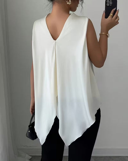 Dames Getailleerde Tank Top – Asymmetrisch V-Rug Design voor Casual Gebruik
