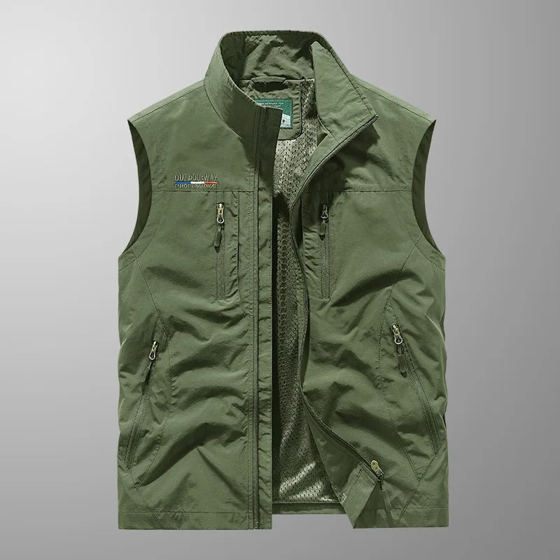 Heren Bodywarmer Mouwloos met Opstaande Kraag en Ritszakken