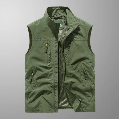 Heren Bodywarmer Mouwloos met Opstaande Kraag en Ritszakken
