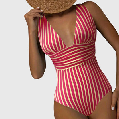 Dames Getailleerd Badpak – V-hals, Geschikt voor Zomer en Strandgebruik