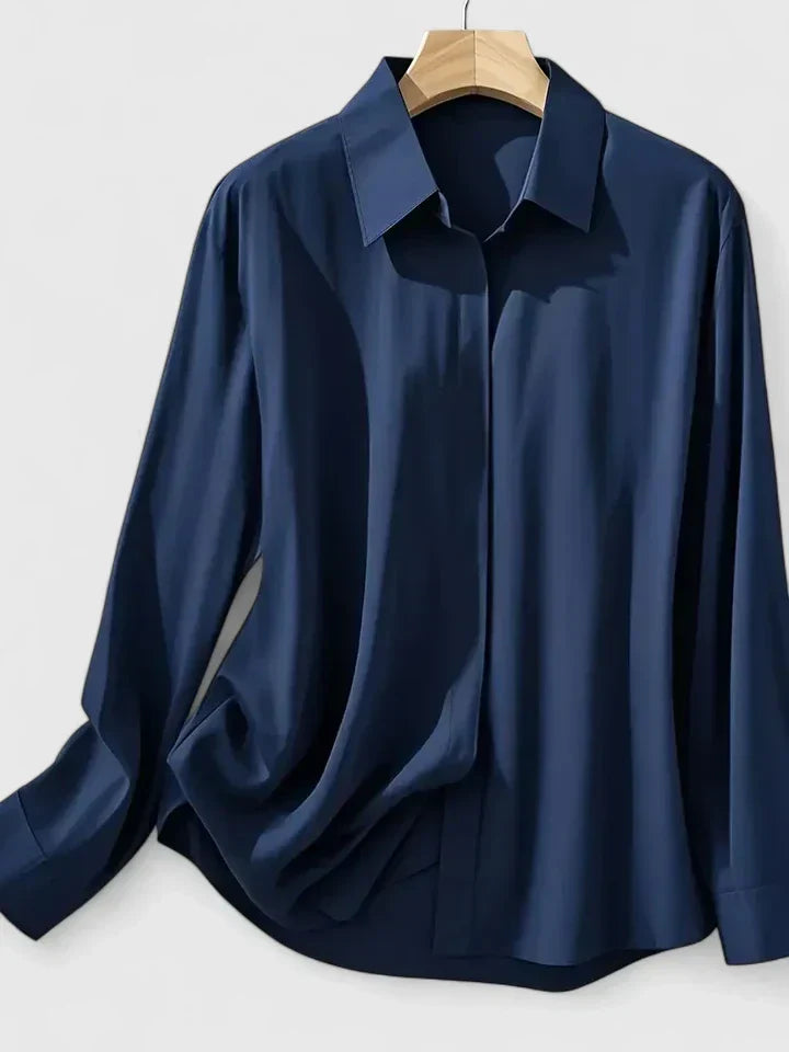 Dames Blouse met Verborgen Knopensluiting voor Kantoor
