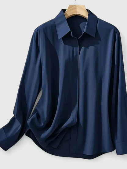 Dames Blouse met Verborgen Knopensluiting voor Kantoor