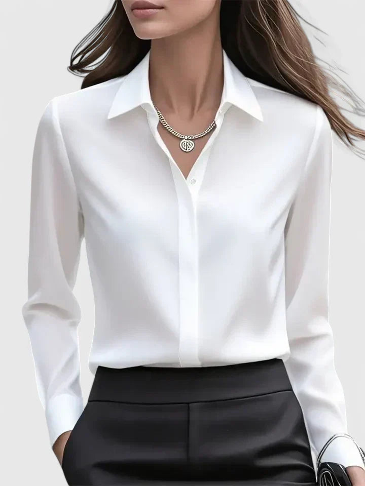 Dames Blouse met Verborgen Knopensluiting voor Kantoor