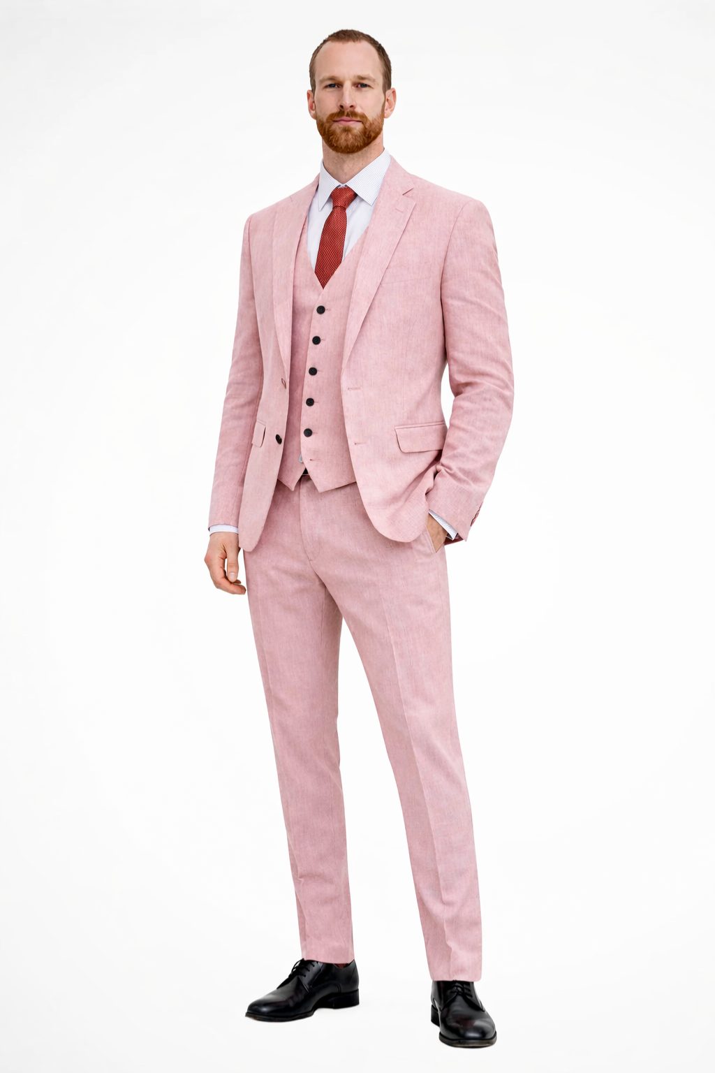 Heren Linnen Kostuum 3-Delig – Blazer, Vest en Broek
