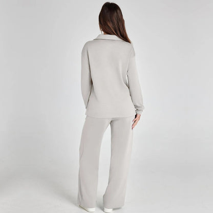 Dames Loungewear Set met V-halssweater en Wijde Comfybroek