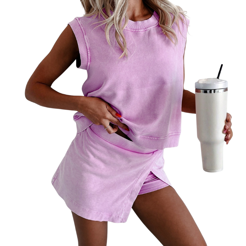 Dames Getailleerde Set – Geschikt voor Sport en Dagelijks Gebruik, Met Tanktop en Rok