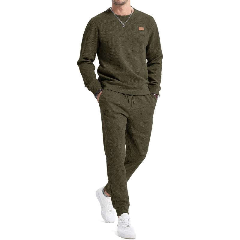Heren Joggingpak Set Tweedelig – Jacquard Sweater en Broek