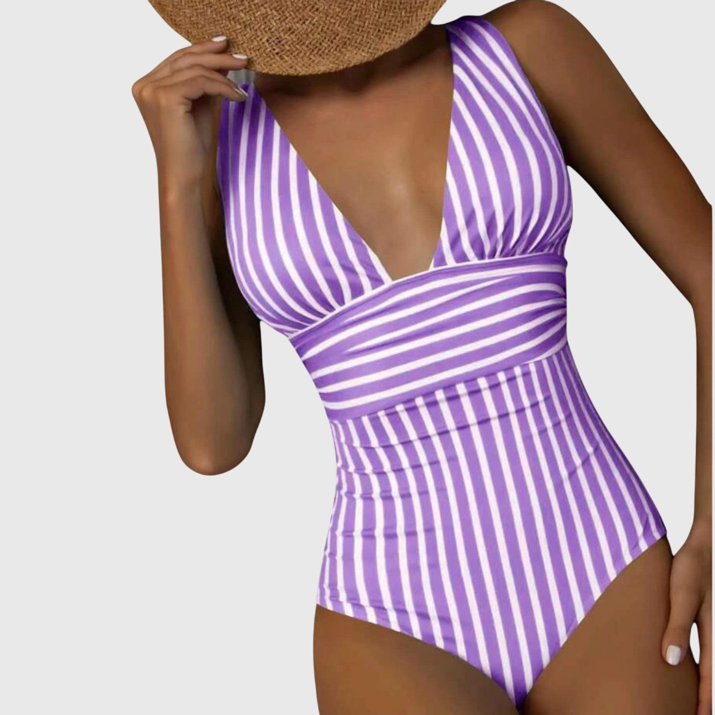 Dames Getailleerd Badpak – V-hals, Geschikt voor Zomer en Strandgebruik