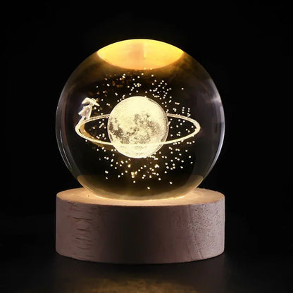 Lichtgevende Kristallen Bol met 3D Gravure Nachtlampje