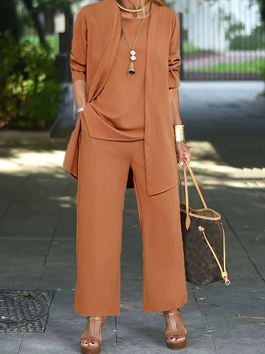 Kira – Loungewear Set met Strickcardigan, Top en Lange Broek