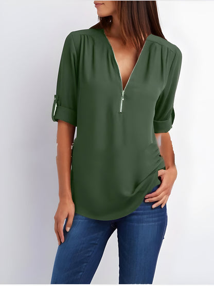Amaya - Stijlvolle Blouse met Halve Rits