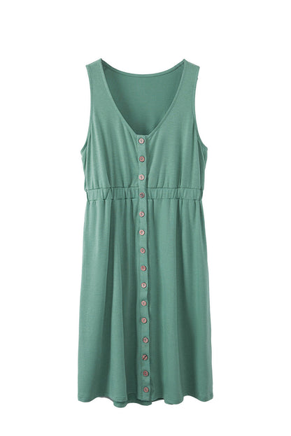 Elena - Groen Mouwloos Jurk