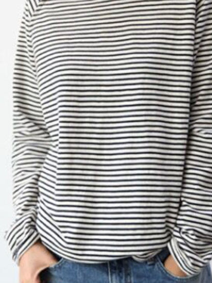 Dames Gestreepte Casual Longsleeve Shirt – Zacht Katoen, Perfect voor Lente en Herfst