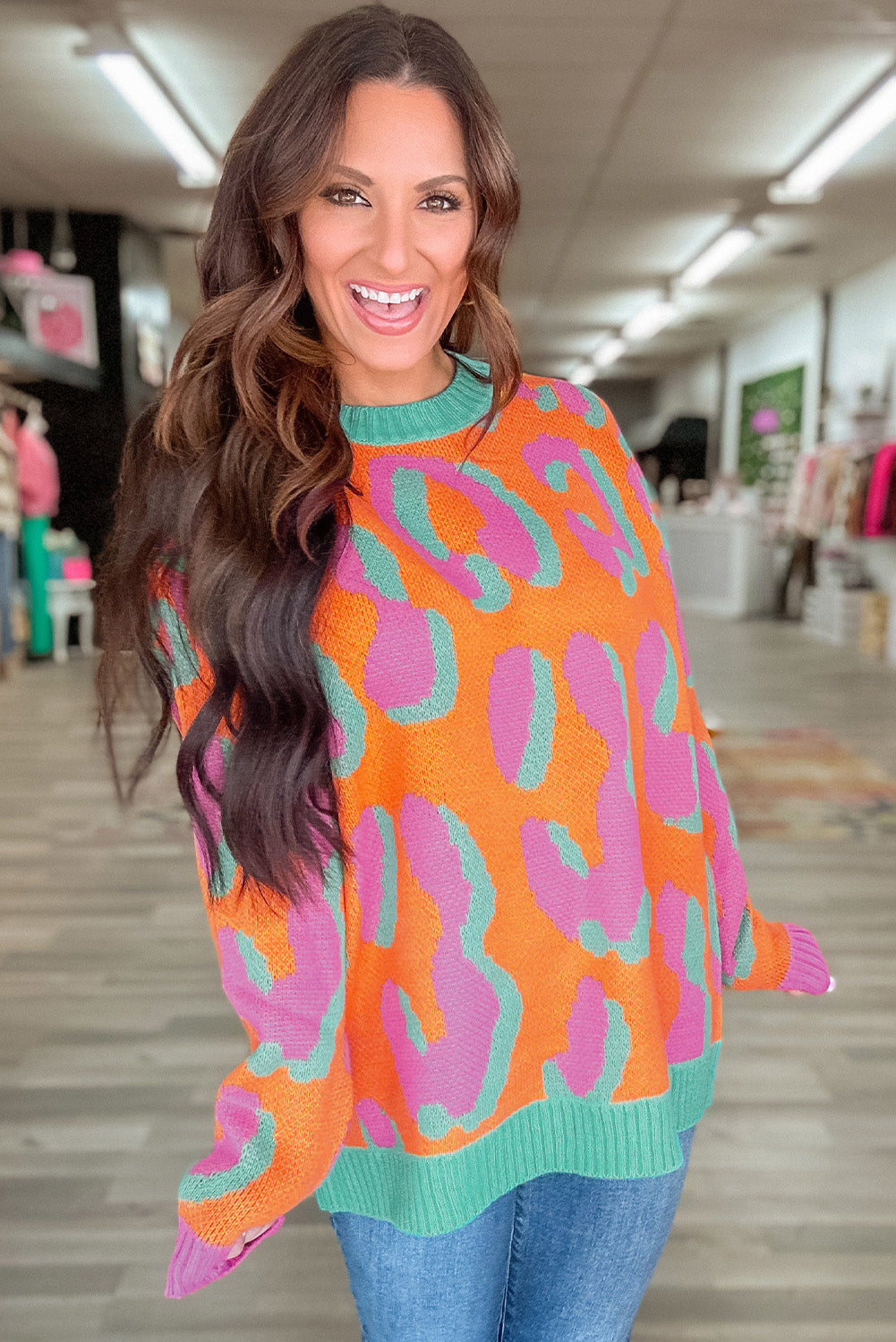 Elouise - Oranje Leopard Pullover