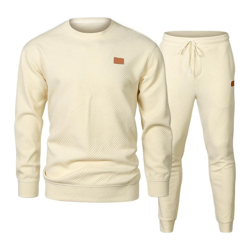 Heren Joggingpak Set Tweedelig – Jacquard Sweater en Broek