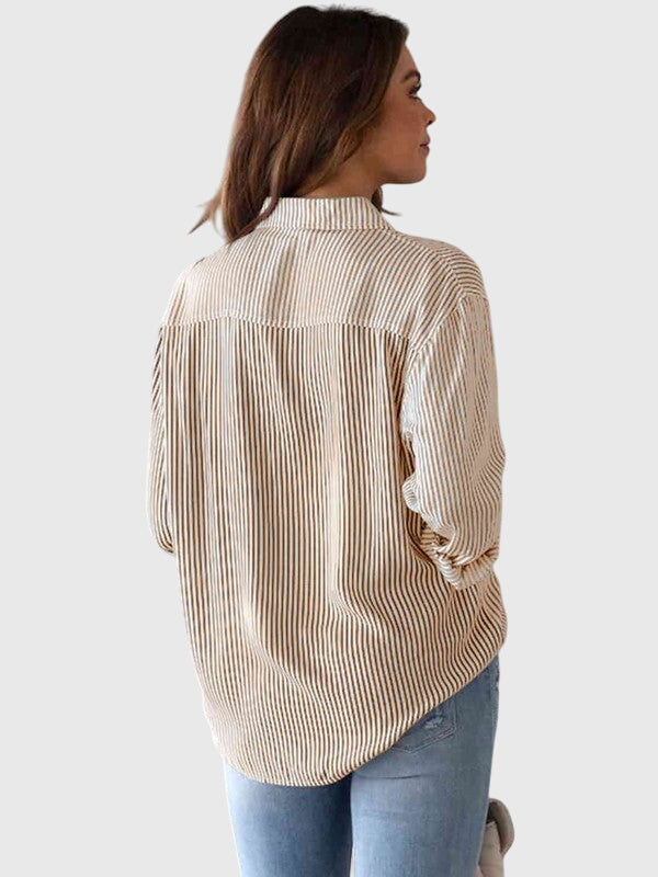 Dames Blouse Gestreept met Strik en Kraag