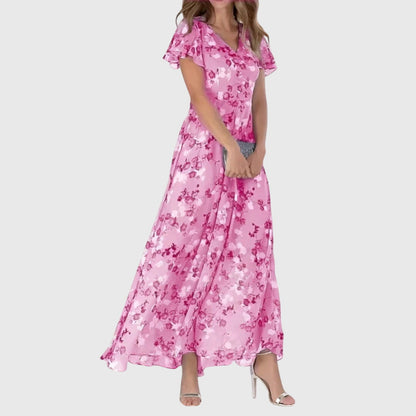 Dames Maxi Jurk Bloemenprint V-Hals - Lange Zomerjurk