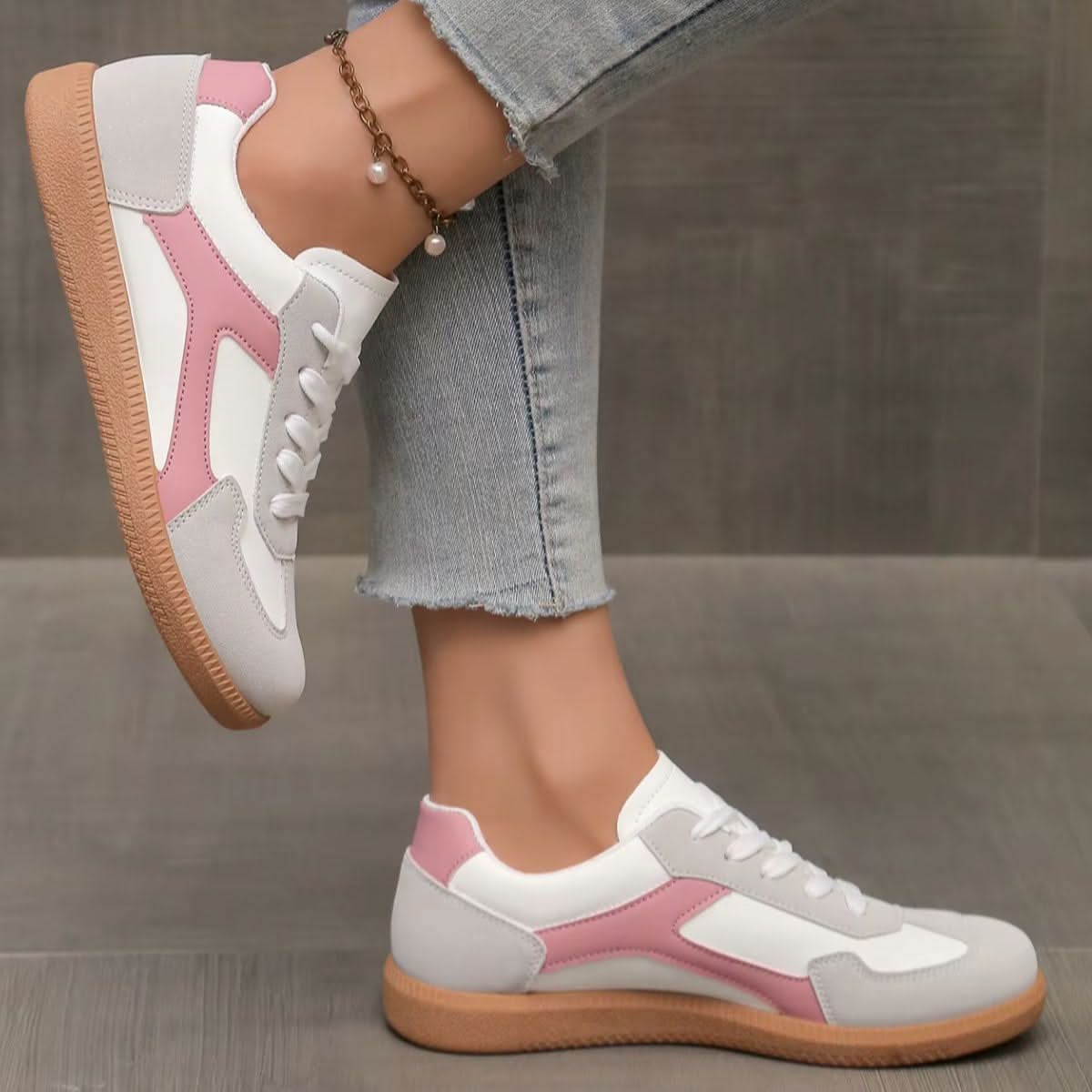 Dames Sneakers Leer met Gum Zool