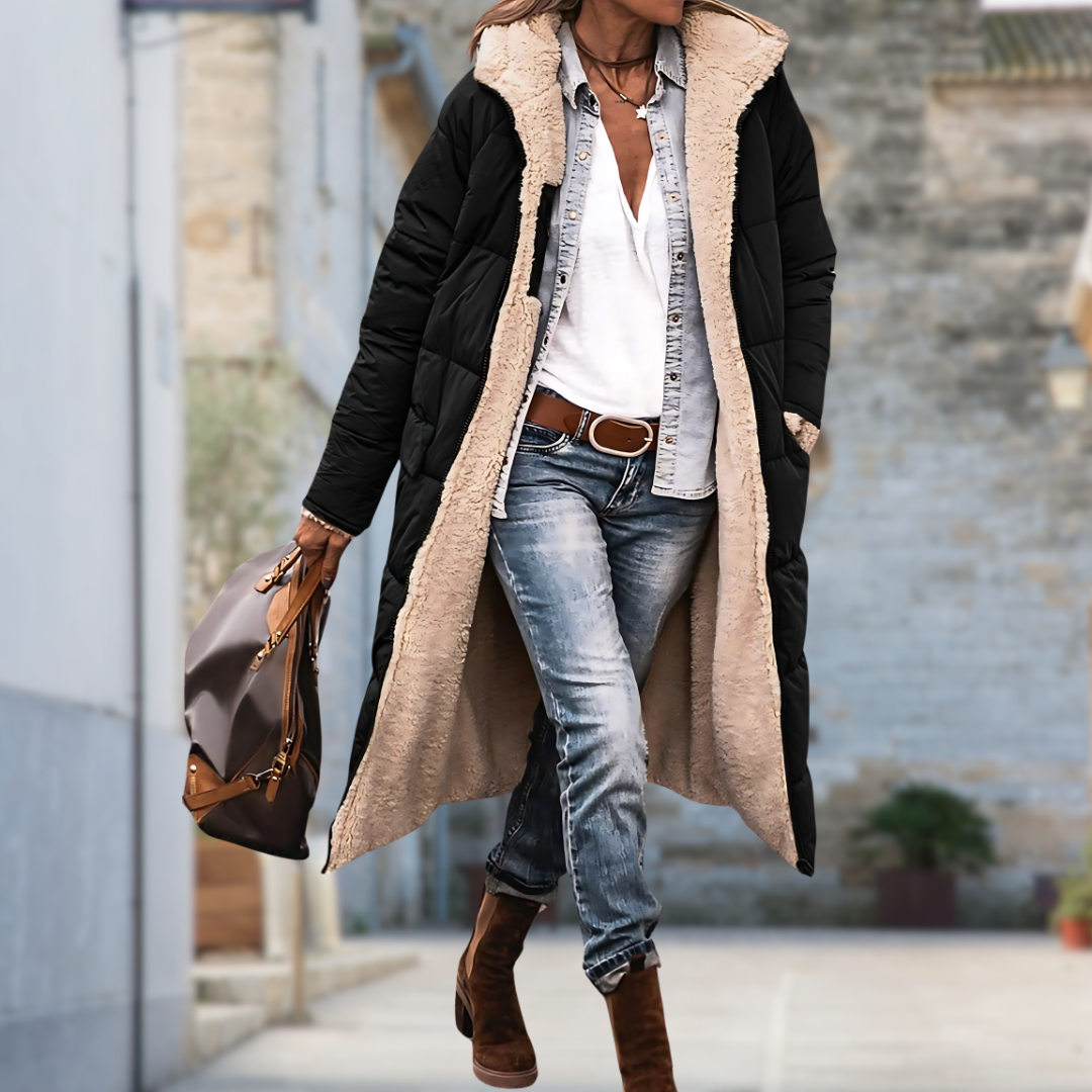 Dames Winddichte Waterdichte Winterjas – Warm, Zwart, Ideaal voor Koude Weer en Casual Outfits