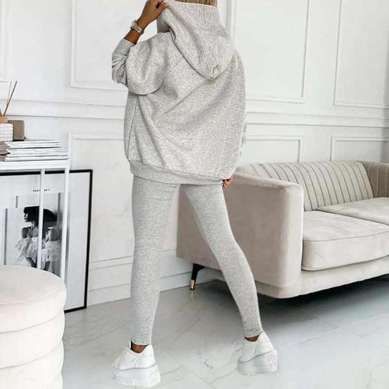 Dames 2-delige Huispak Loungewear Set – Hoodie met Capuchon en Legging, Zachte Stof, Homewear voor Thuis