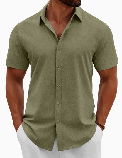 Heren Slim Fit Overhemd – Korte Mouwen, Geschikt voor Casual Zomergebruik