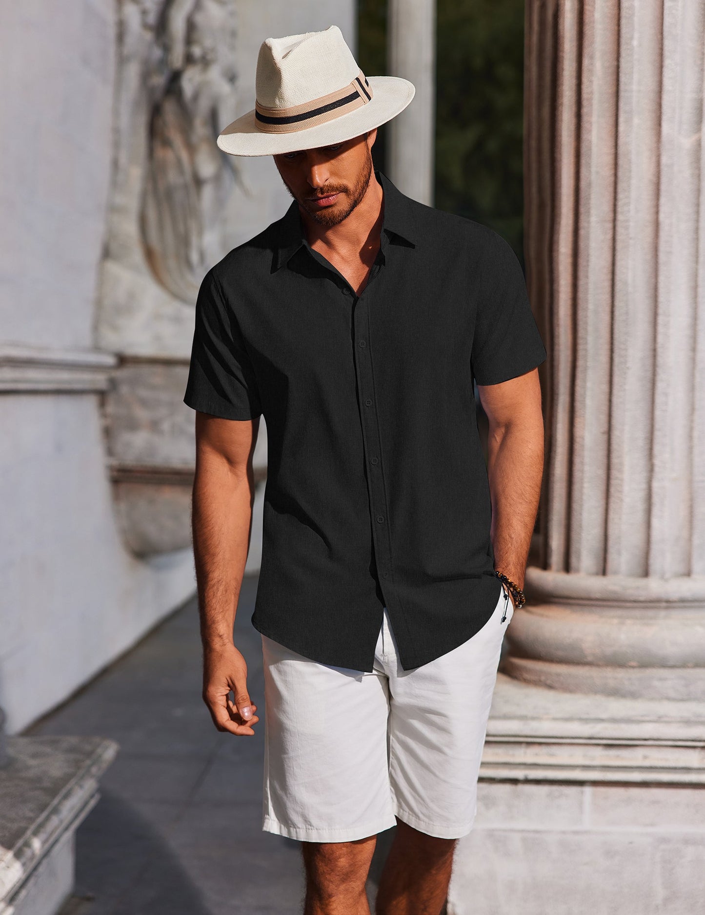 Heren Slim Fit Overhemd – Korte Mouwen, Geschikt voor Casual Zomergebruik