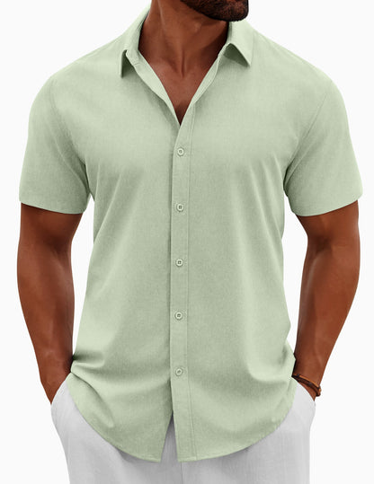 Heren Slim Fit Overhemd – Korte Mouwen, Geschikt voor Casual Zomergebruik