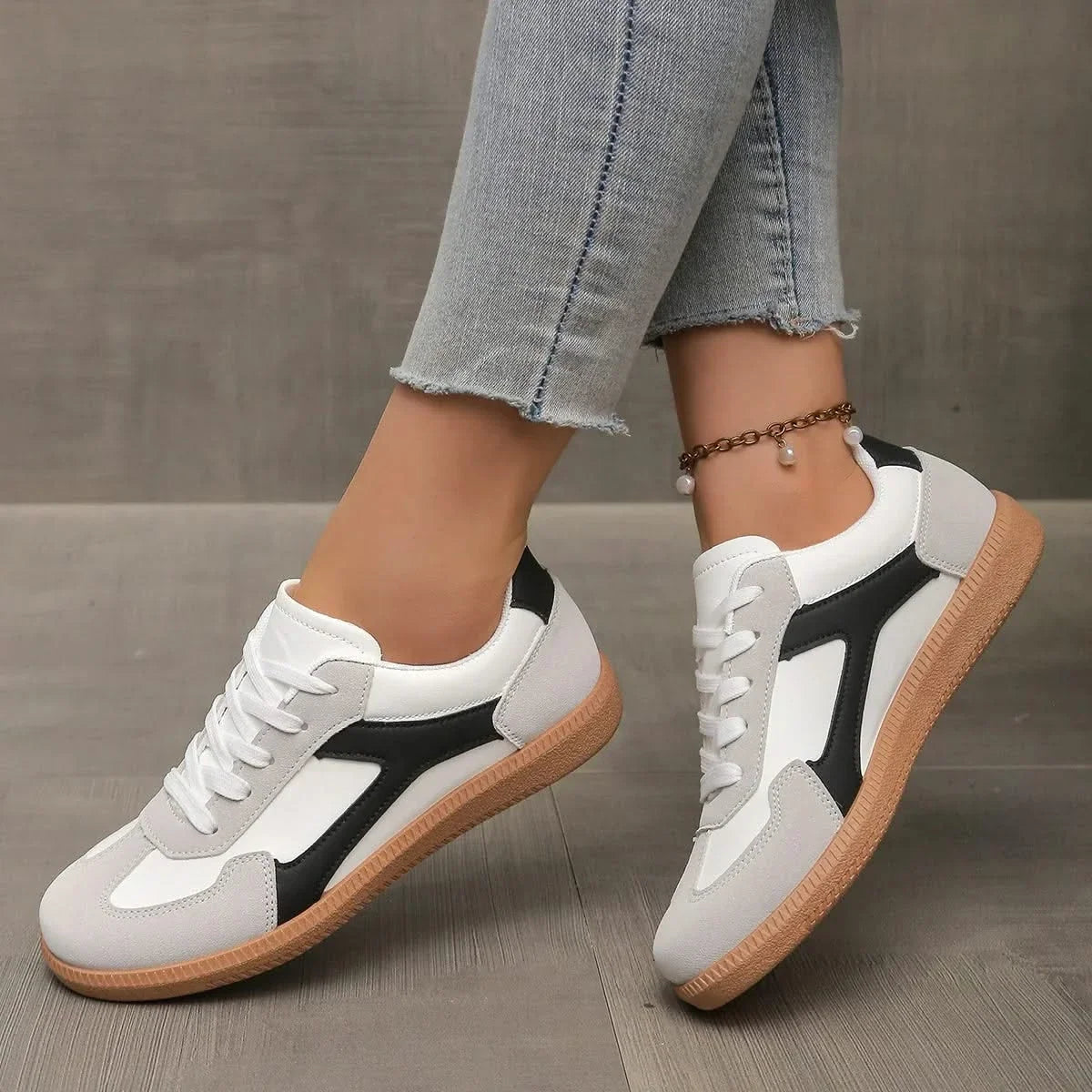 Dames Sneakers Leer met Gum Zool