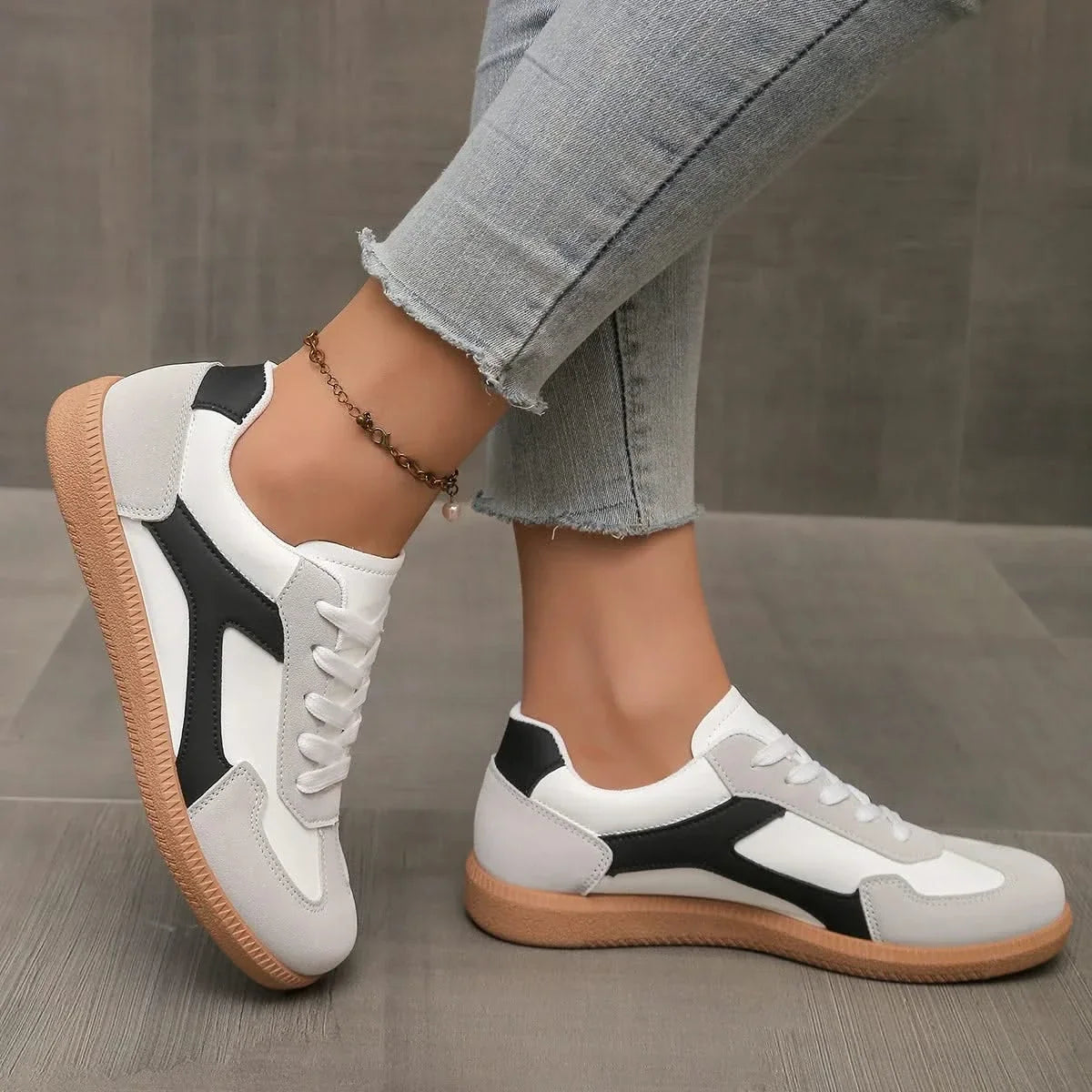 Dames Sneakers Leer met Gum Zool