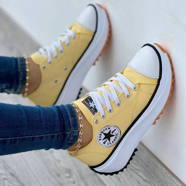 Dames Sneakers Chunky Canvas met Contrasterende Zijstreep