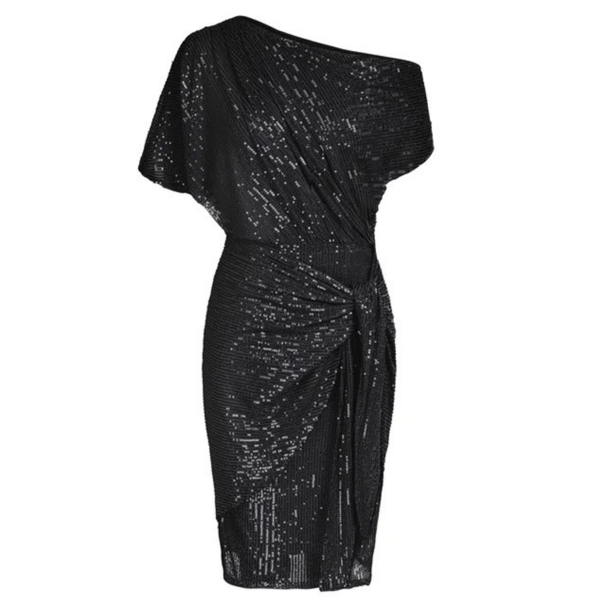 Dames Galajurk met Pailletten, Off-Shoulder Knielengte
