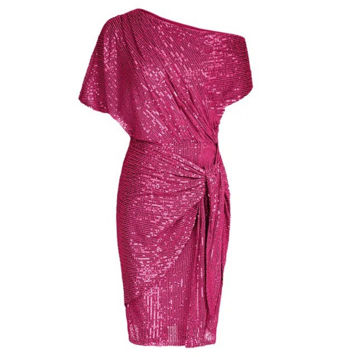 Dames Galajurk met Pailletten, Off-Shoulder Knielengte