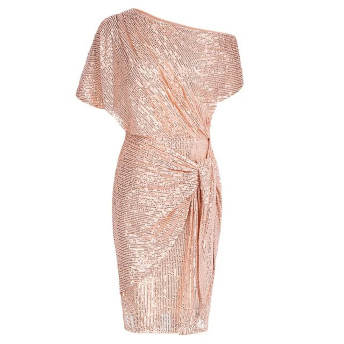 Dames Galajurk met Pailletten, Off-Shoulder Knielengte