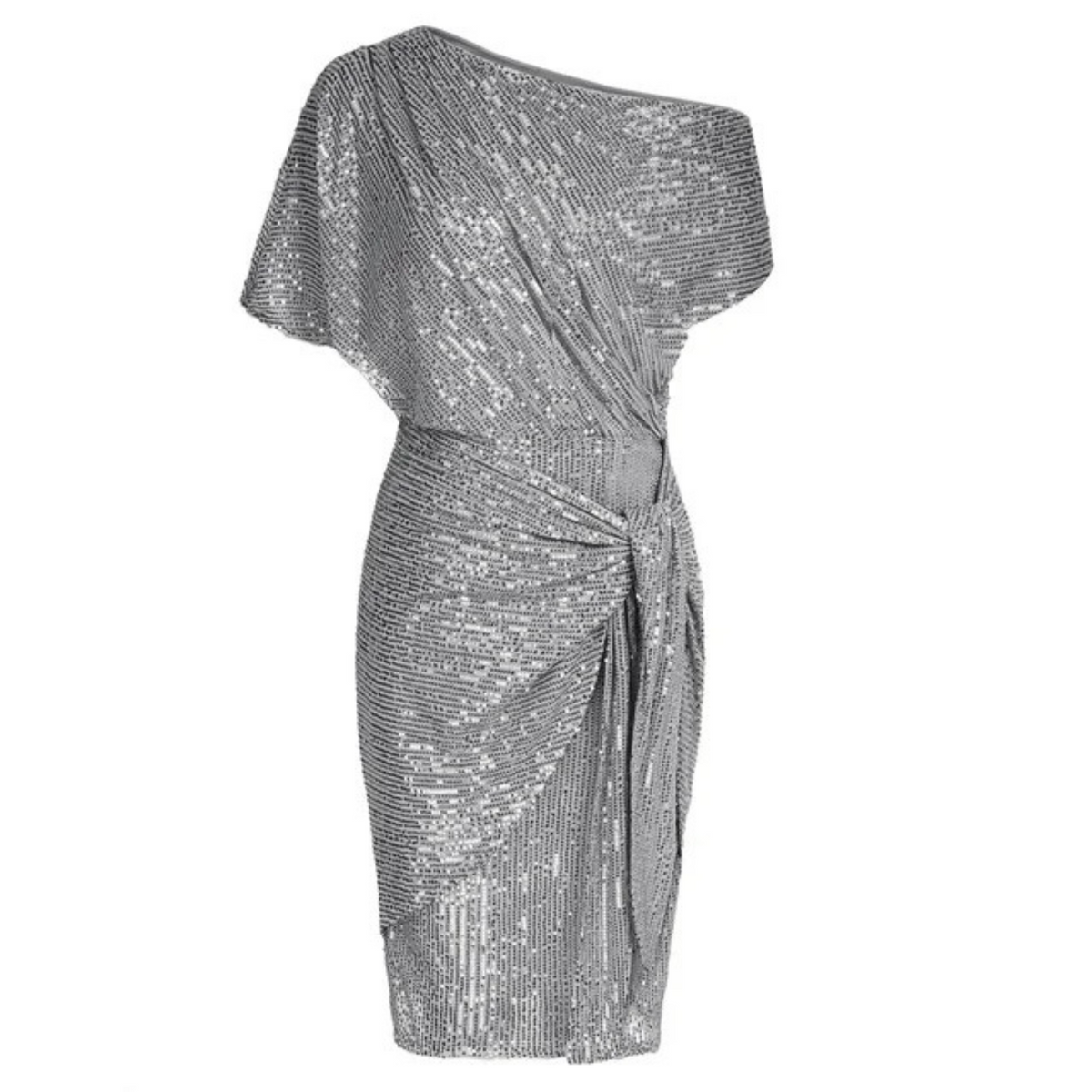 Dames Galajurk met Pailletten, Off-Shoulder Knielengte