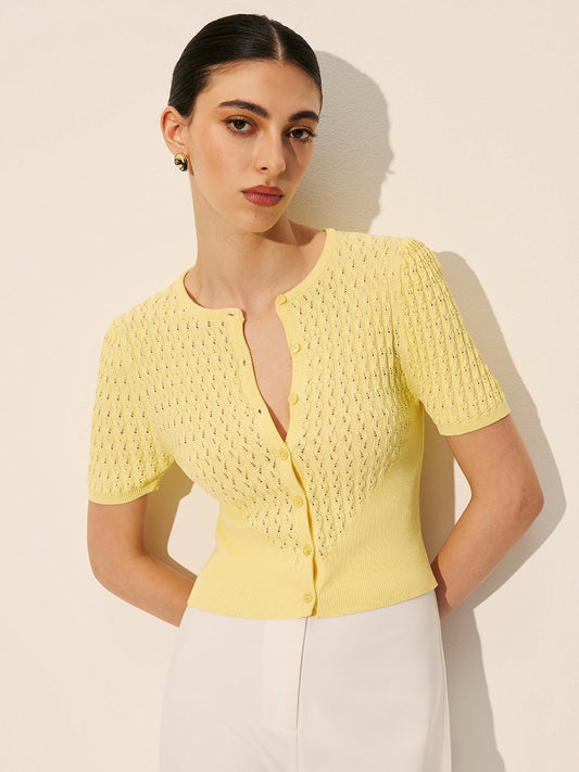 Sophie - Stijlvolle Gebreide Top met Knopen
