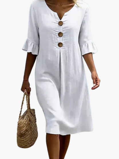 Dames Zomerjurk met Knoopsluiting en Losse Pasvorm