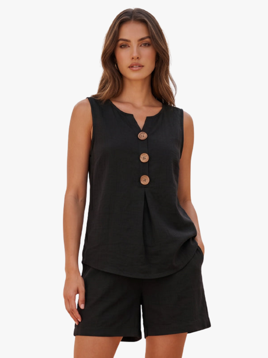 Dames Shortset Twee-Delig V-hals Top met Elastische Short