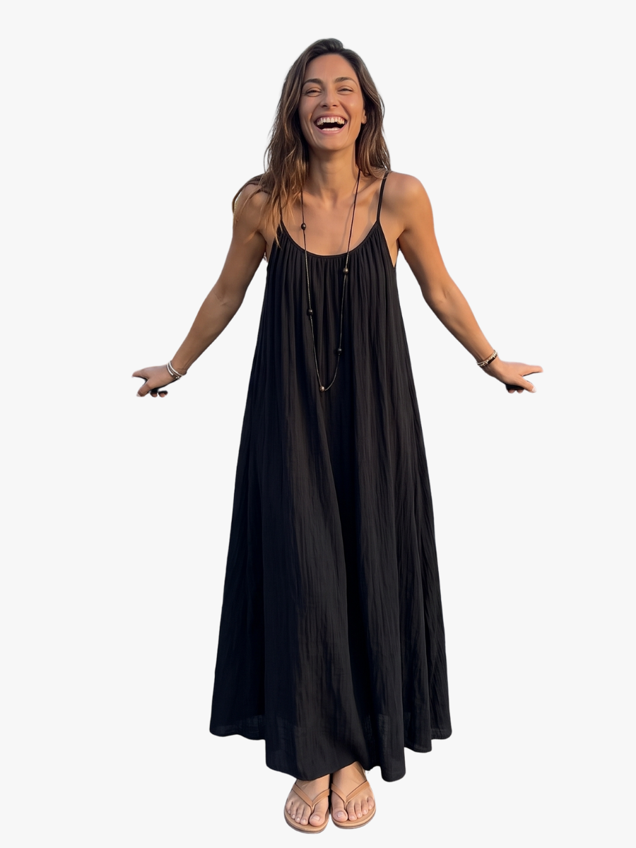 Dames Zomerjurk Maxi met Open Rug - Verstelbare Rugopening en Vloeiende Snit
